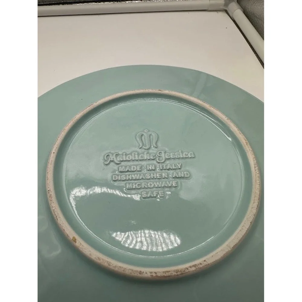 Maioliche‎ Jessica Light Blue Embossed Plates Set of 2 Made in Italy 8.25 Inch